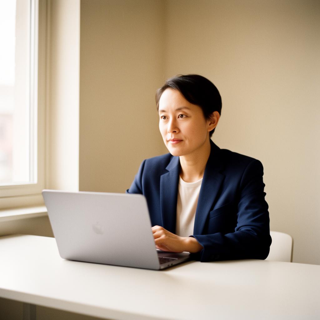 A Filorus digital consultant reviewing a client growth strategy at a sunlit desk in a UK studio